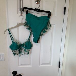 Honey Birdette Whitney Emerald Green Cami & High-Waist Shorts Set